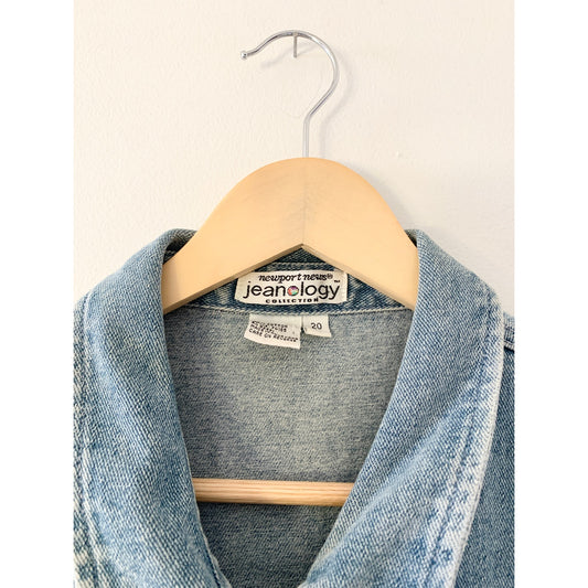 Newport News Jeanology Vintage Denim Button Down Dress Y2K 90s