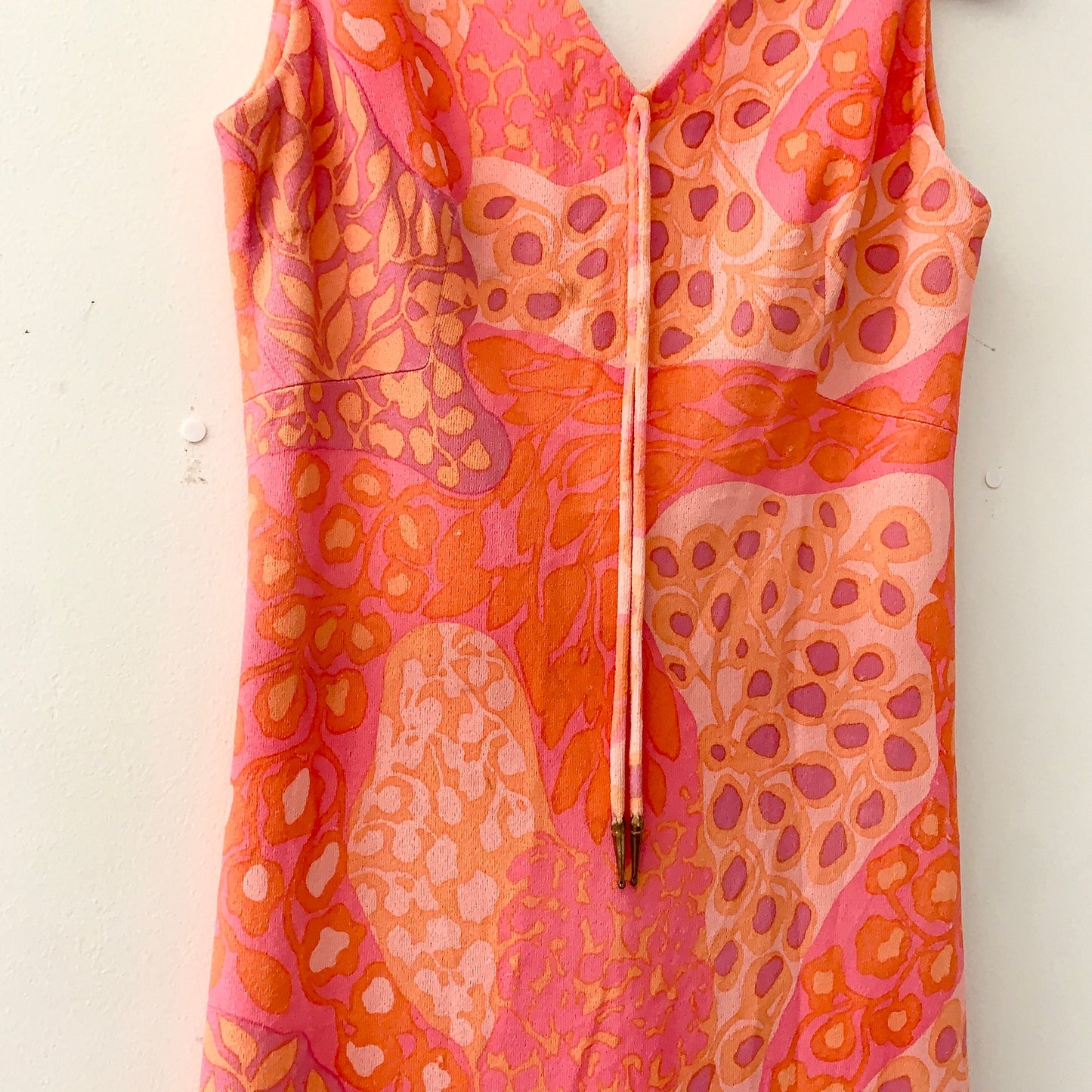 Sacony Ciella 60s 70s Vintage Pink Peach Orange Shift Dress Small