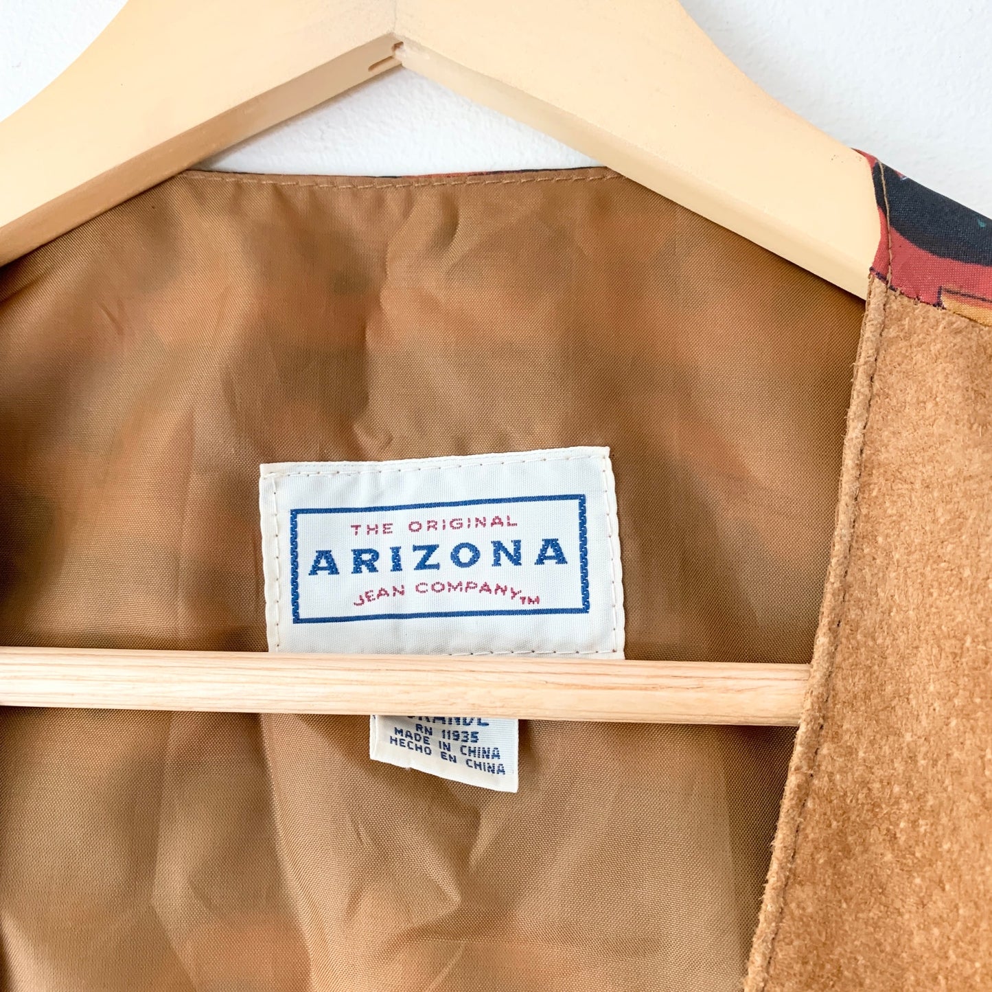 Arizona Jean Company Vintage Suede Tan Vest Large