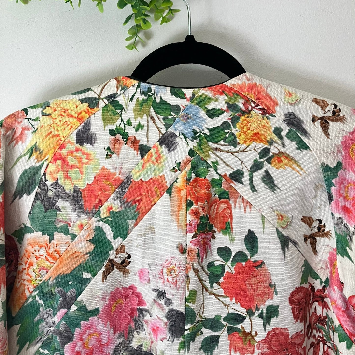 Eudon Choi Spring 2014 Cotton Leather Runway Floral Asymmetric Zip Jacket