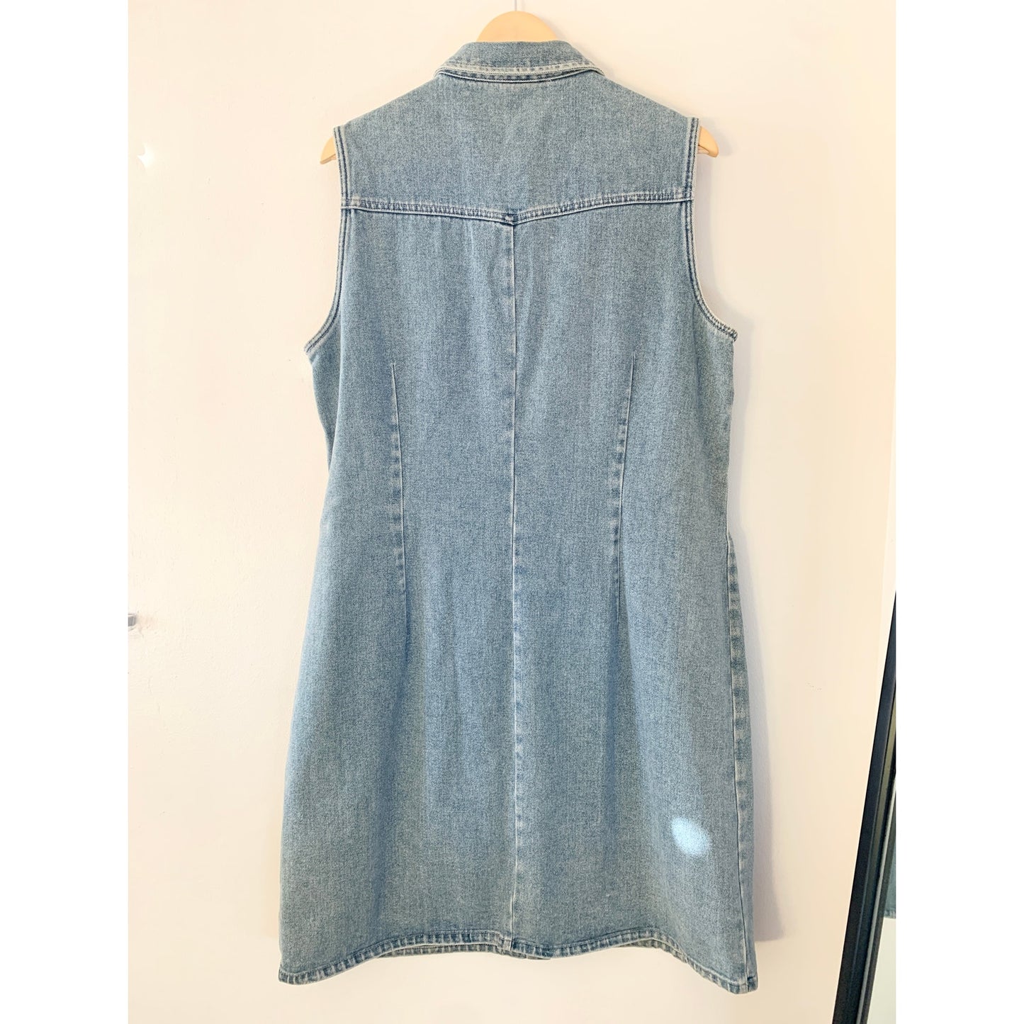 Newport News Jeanology Vintage Denim Button Down Dress Y2K 90s