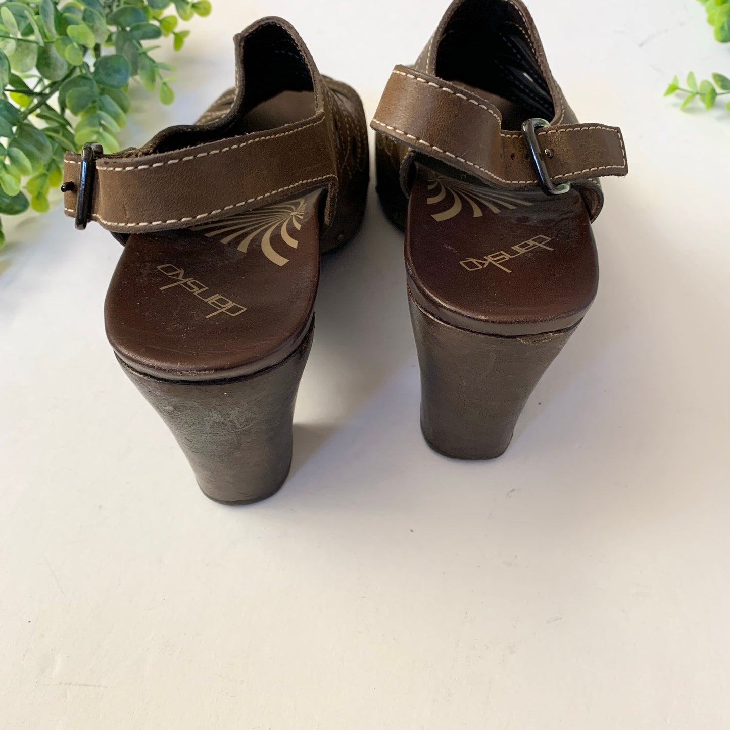 Dankso Rowena Leather Heel Clog Sandals Size 41 9.5-10