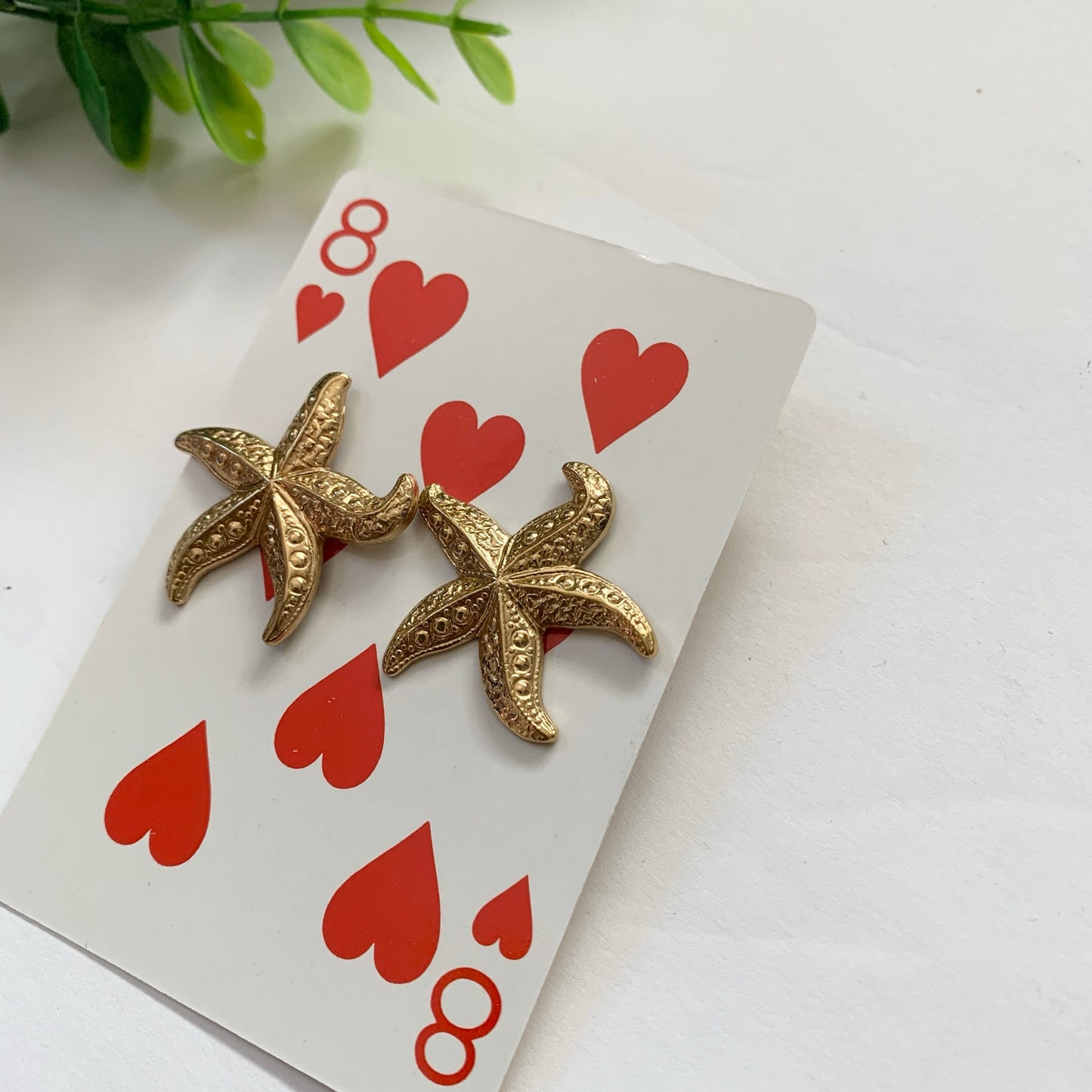 Vintage Gold Tone Starfish Earrings