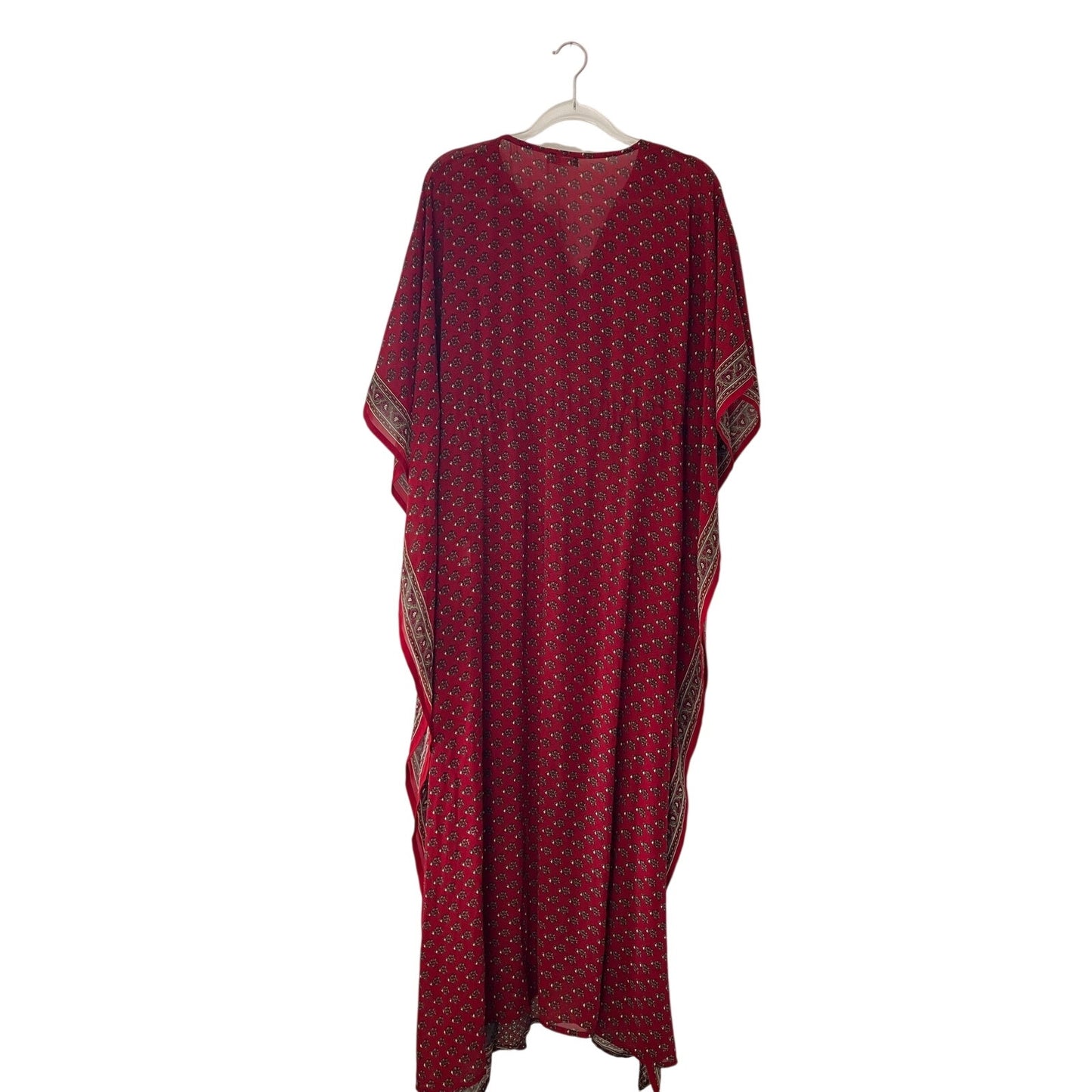 Earthbound Trading Company Burgundy Boho SILK Kaftan