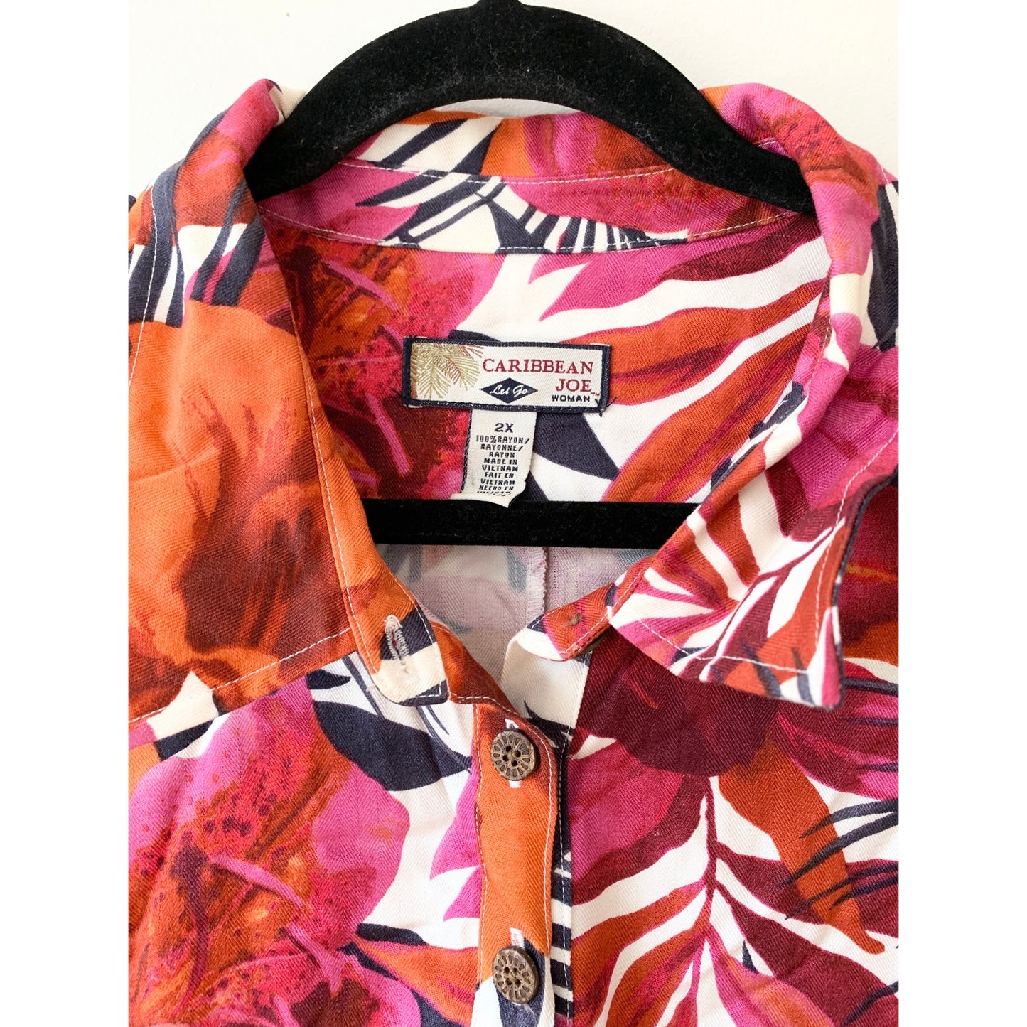 CARIBBEAN JOE Tropical Floral Pink Maxi Dress 2X