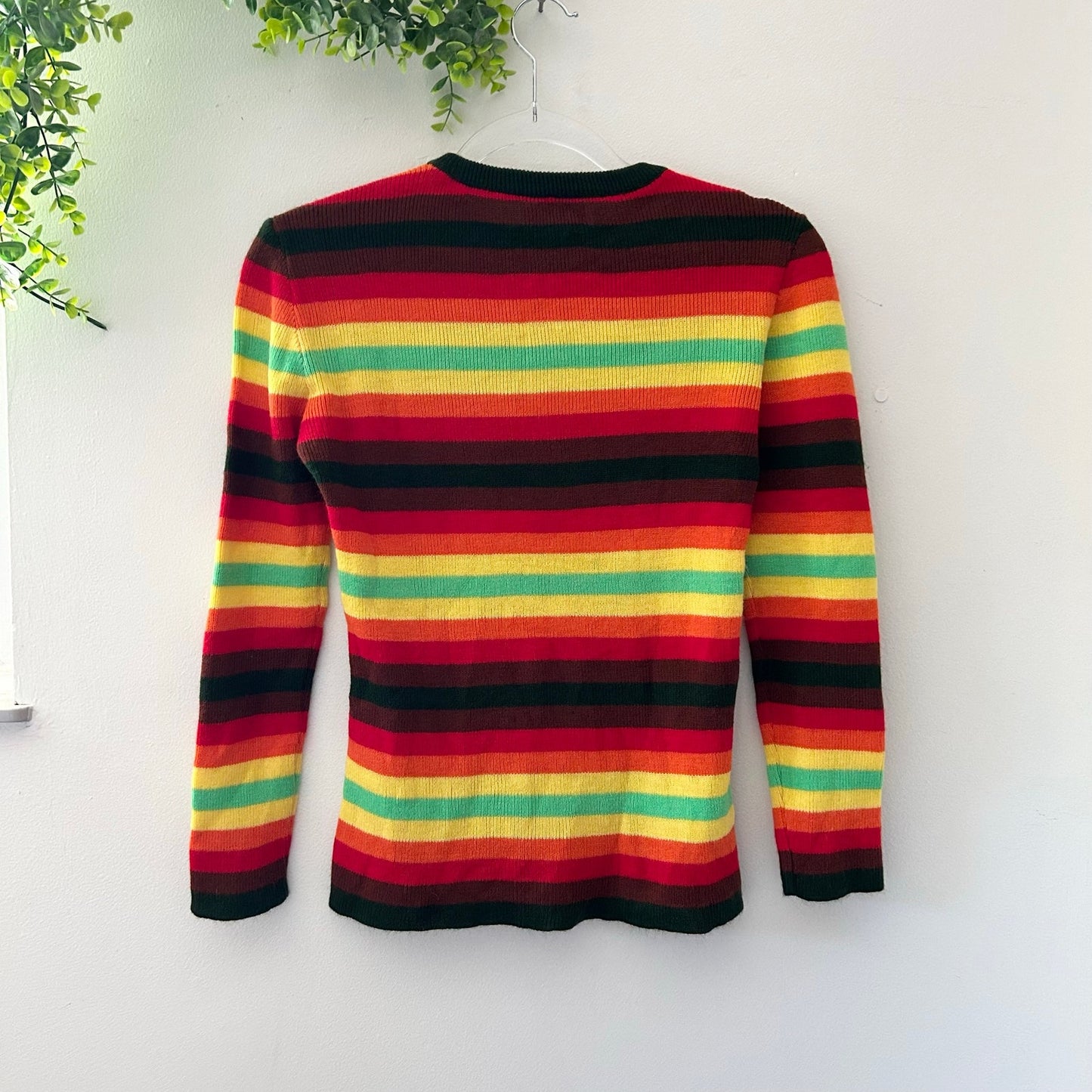 Vintage 1970s Primstyle Rainbow Stripe Woolworth Funky Sweater