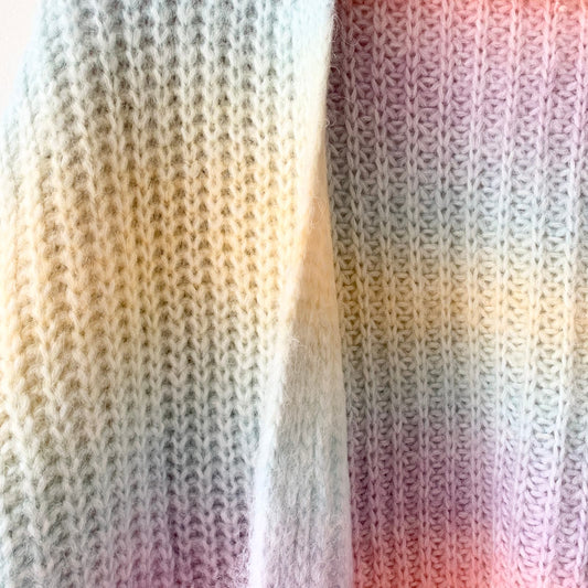 Pastel Rainbow Purple Pink Knit Cardigan Sweater XXXL