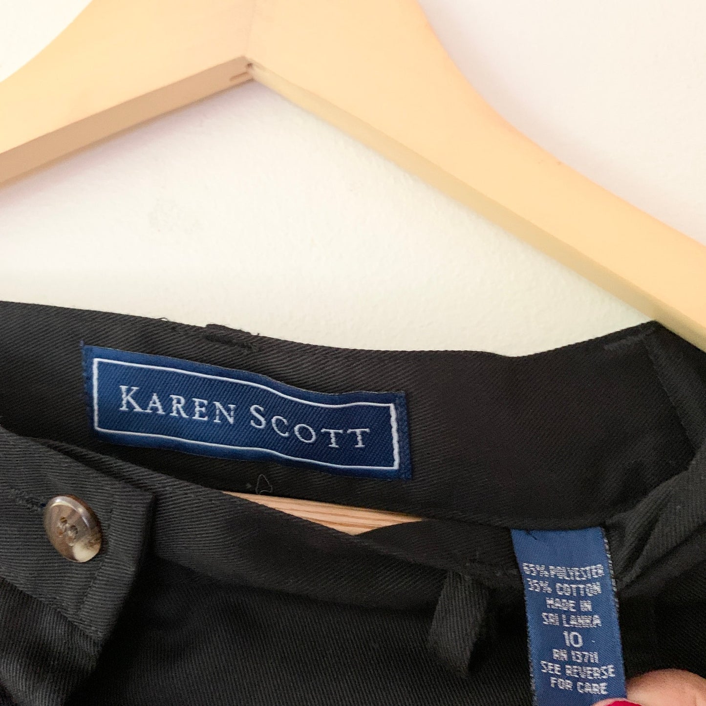 KAREN SCOTT Vintage 90s Black High Waisted Button Front Cotton Skort Skirt 10