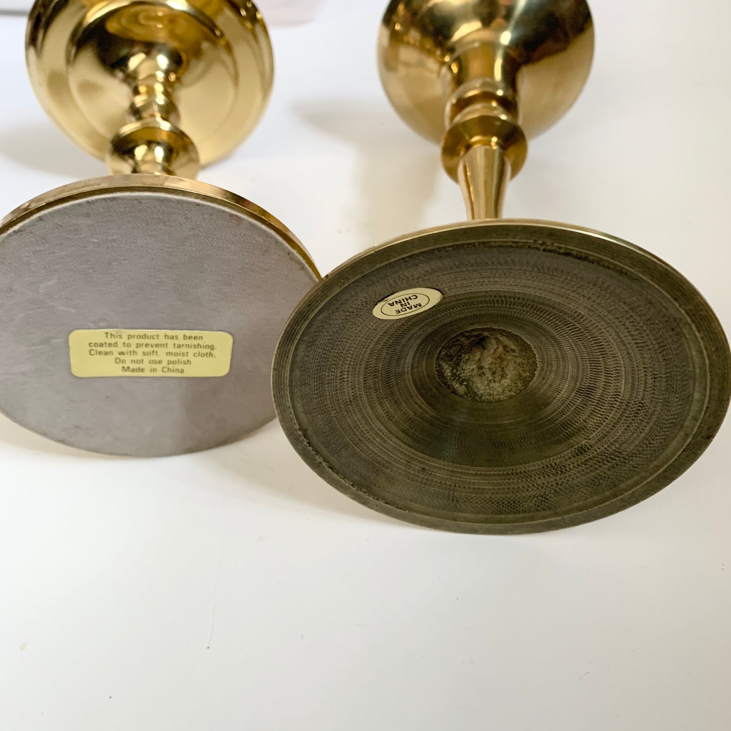 Vintage Gold Brass Candlestick and Candle Holders Set of 2