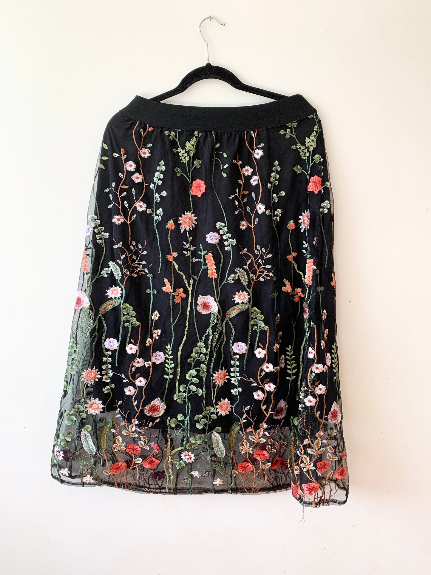 Zanzea Embroidered Floral Midi Skirt XXL