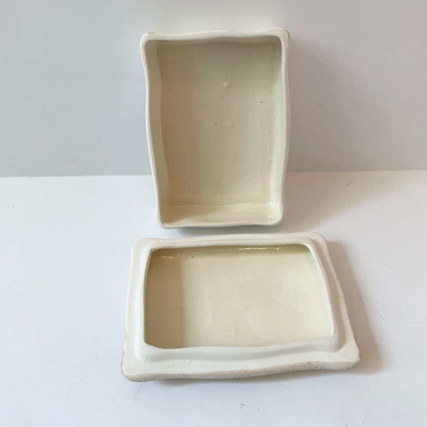 Southwest Textured Desert Cactus Pottery Gold Accent Trinket Box