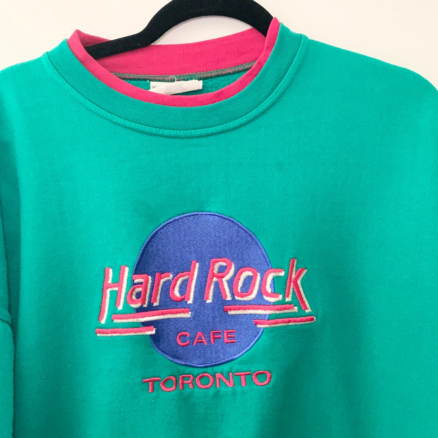 Vintage Hard Rock Cafe Toronto Crewneck Green Pink Sweatshirt