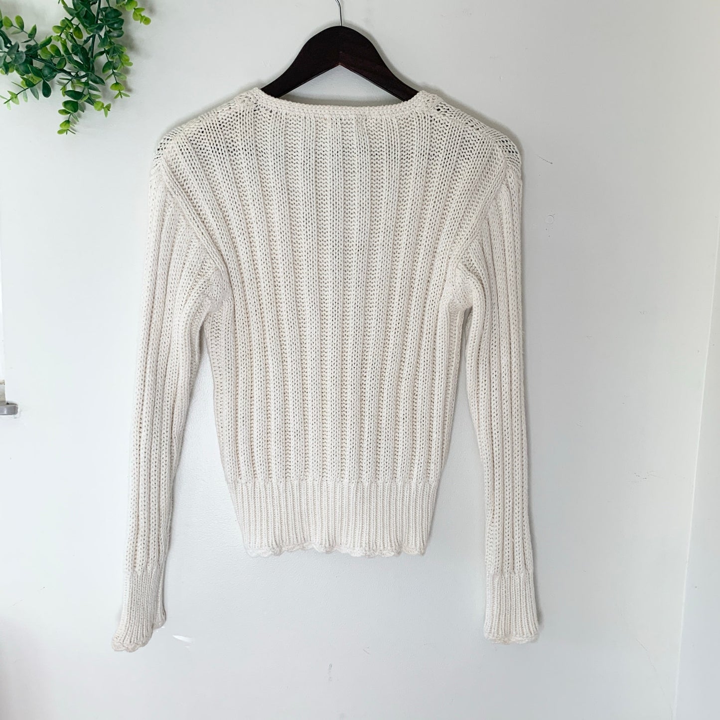 Just Maggie Vintage White Ramie Cotton Cardigan Knit Sweater Medium