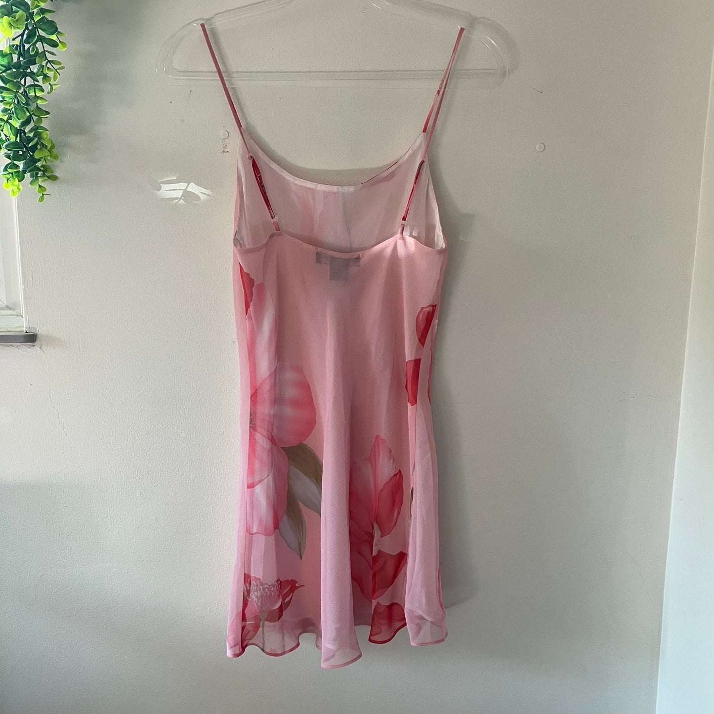 Vintage Y2K Halston Slip Chemise Dress Pink Floral