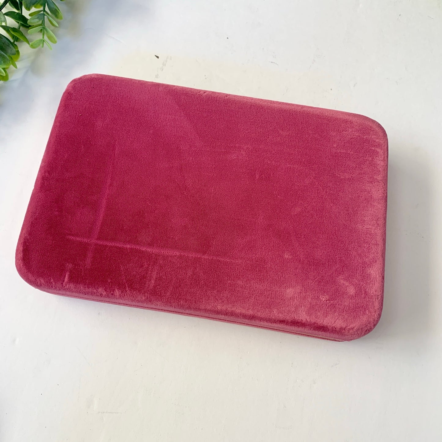 Vintage Velvet Square Jewelry Box with Mirror Travel - Pink & Gold