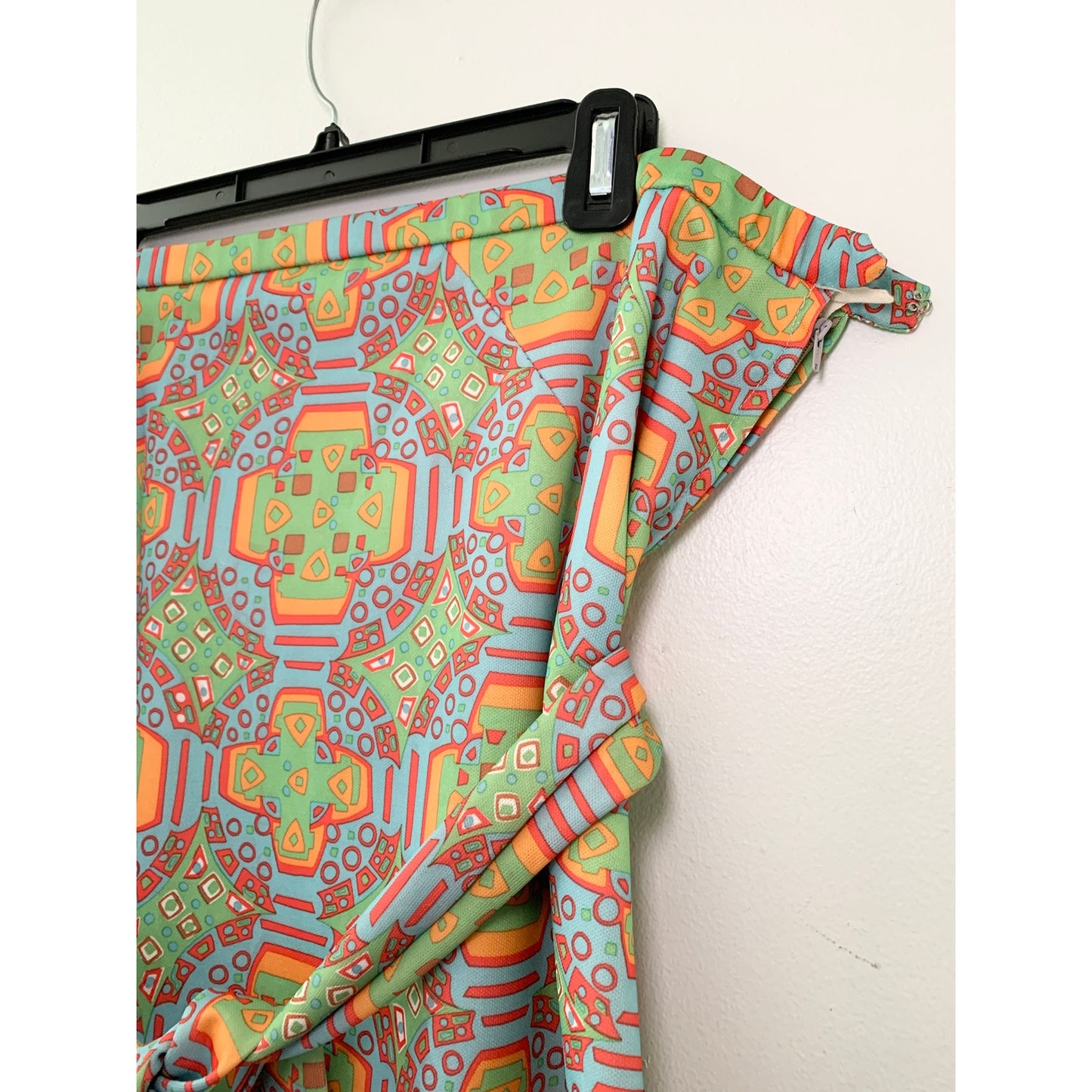 Vintage Green Orange Patterned Maxi Skirt 20