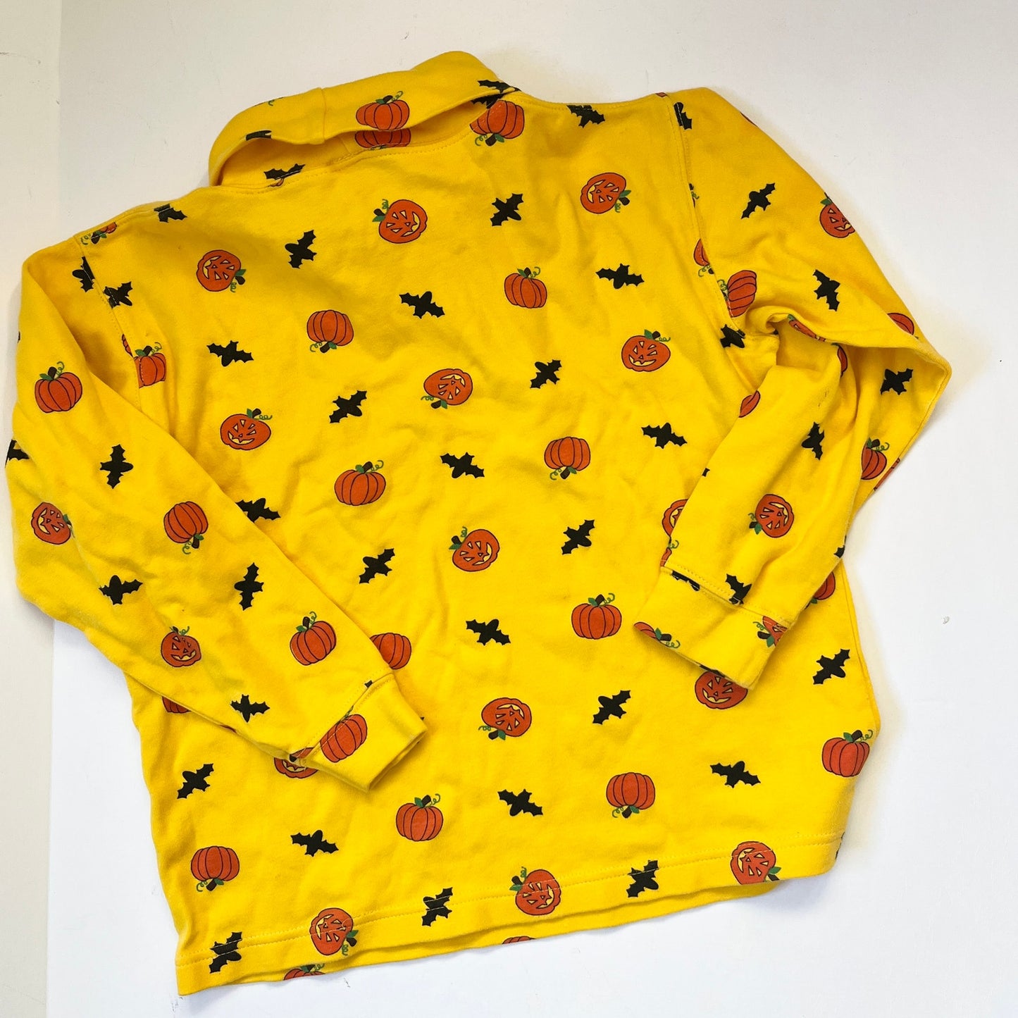 Vintage Kids Halloween Pumpkin Bats Turtleneck Sweater - Talbots Large Yellow