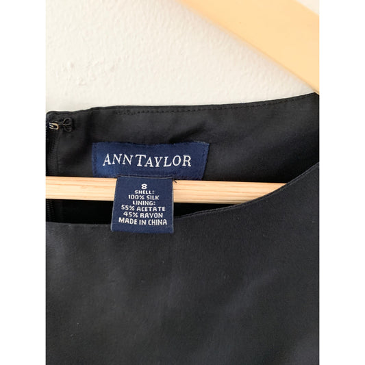 Ann Taylor Vintage Black Silk Sheath Dress 8 Medium