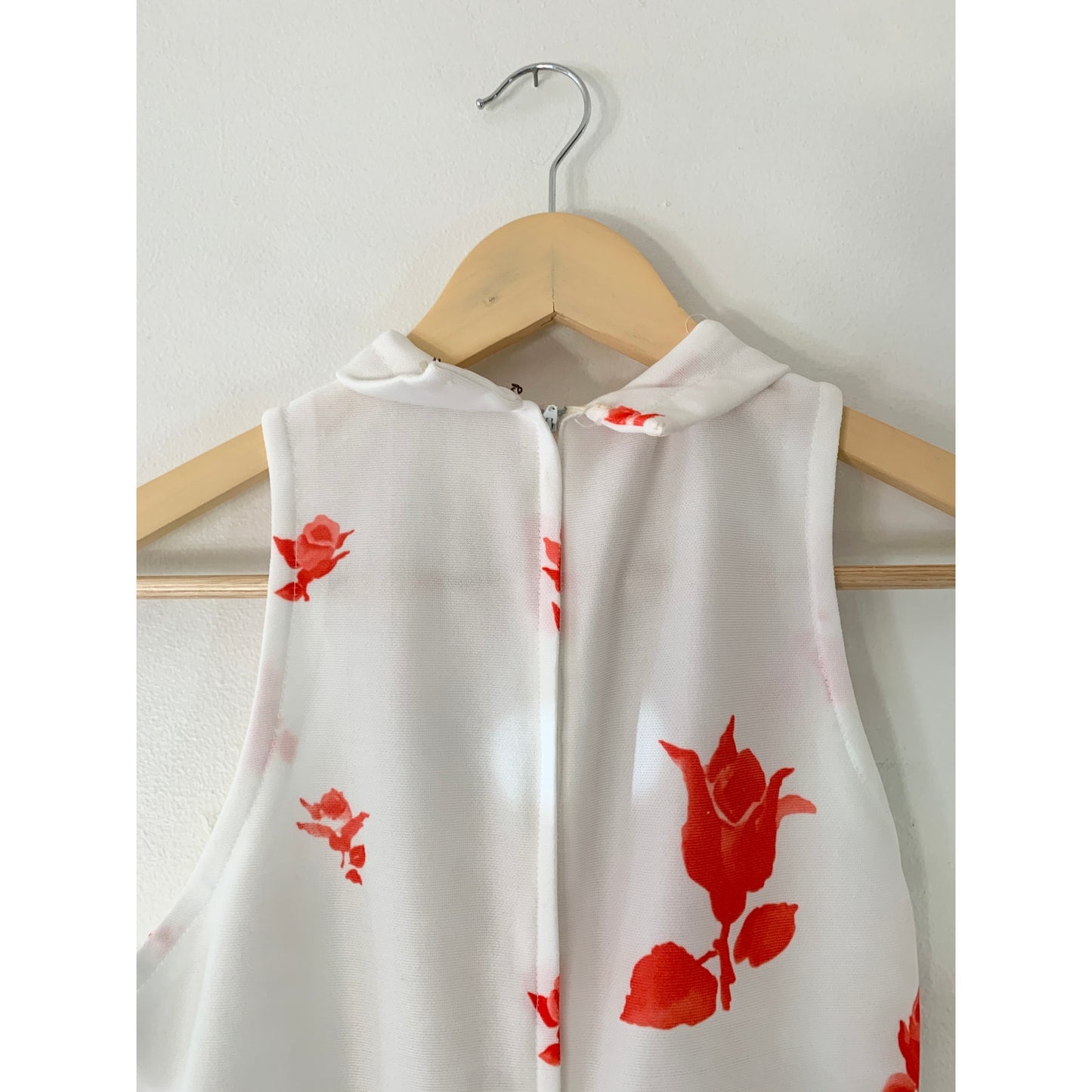 Vintage 1970s Union Made Red White Floral Roses Maxi Dress with Jacket