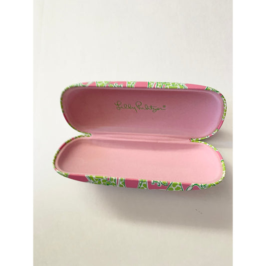LILLY PULITZER Eyeglass Hard Case Pink Green Giraffes Clamshell Style