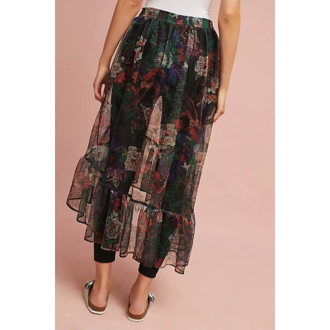 Maeve Anthropologie Meena Skirted Pants Floral Black Size Large