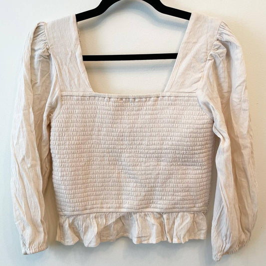 American Eagle Cream Crotched Peplum Boho Shirt