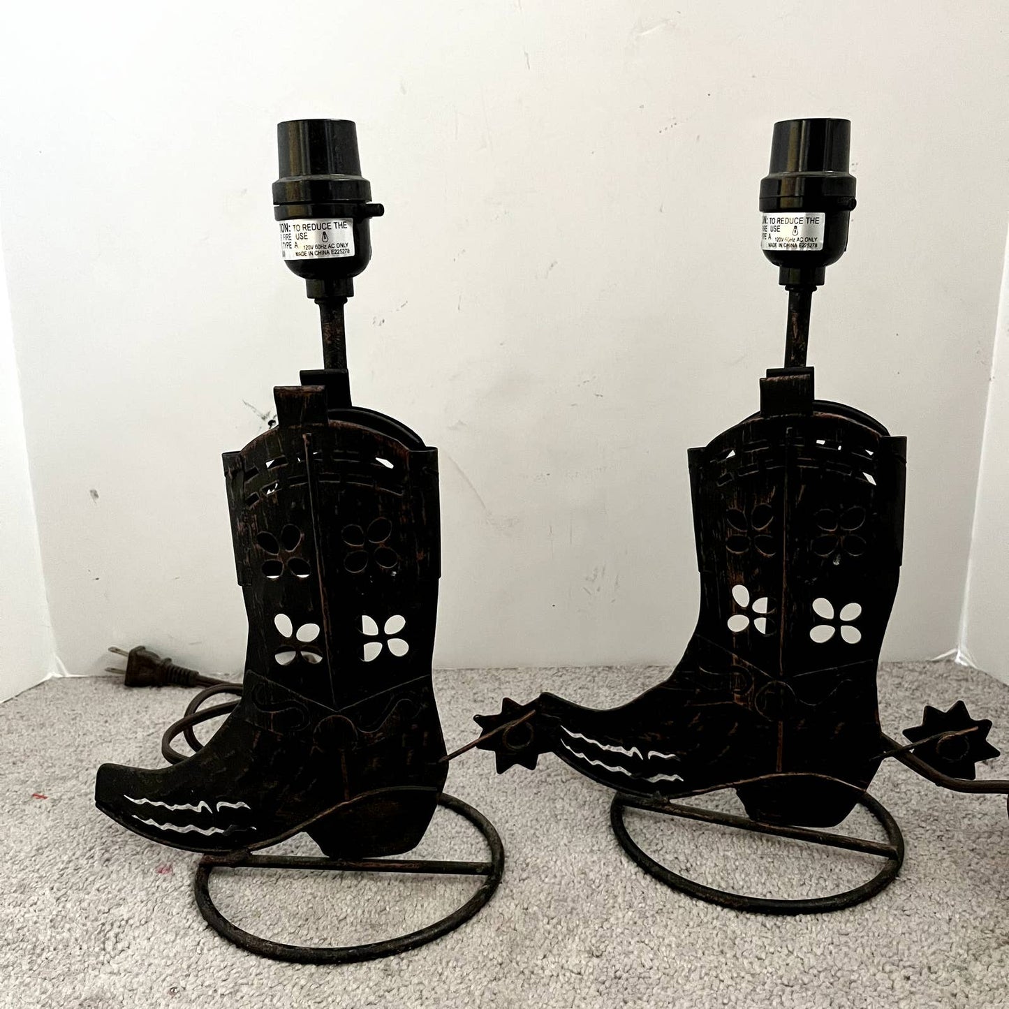 Cowboy Boot Metal Western Brown Table Lamps Home Decor