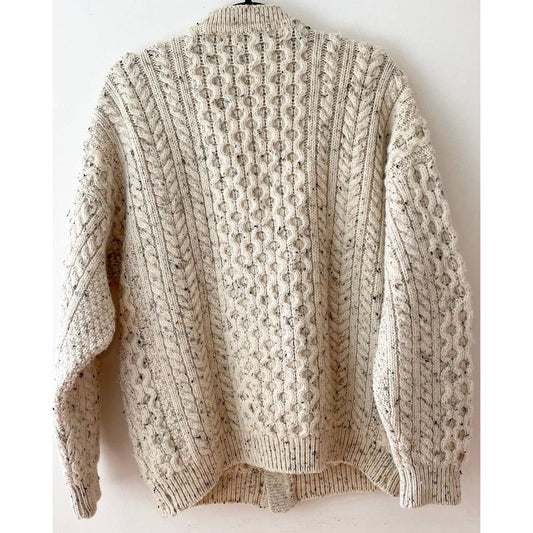 Tis It's Traditional Irish Cable Knit Wool Cardigan Sweater
