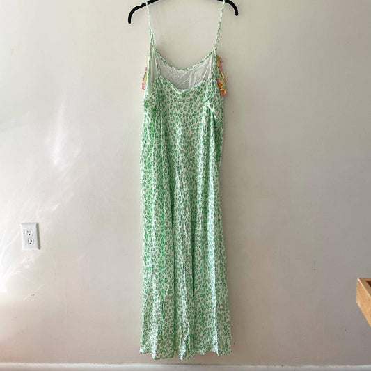 RIXO for Target Green Animal Print Floral Ruffle Slip Dress 2X