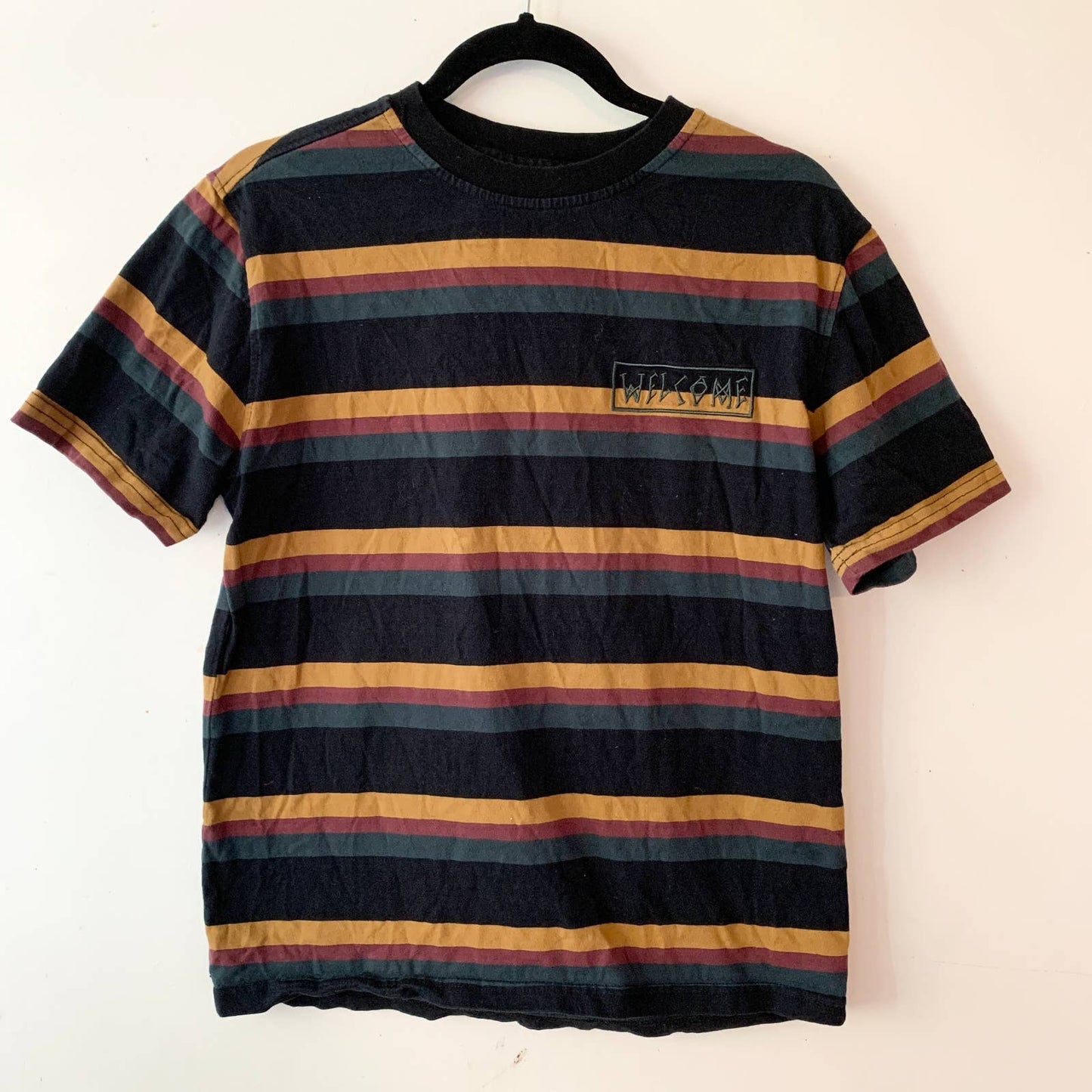 Welcome Medius Black Stripe Retro Skater T-Shirt