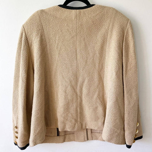 Vintage Adolfo at Saks Fifth Avenue Tweed Camel Blazer Jacket Plus
