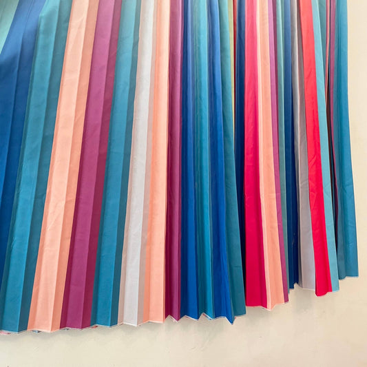 Rainbow Pleated Stripe Midi Skirt XL