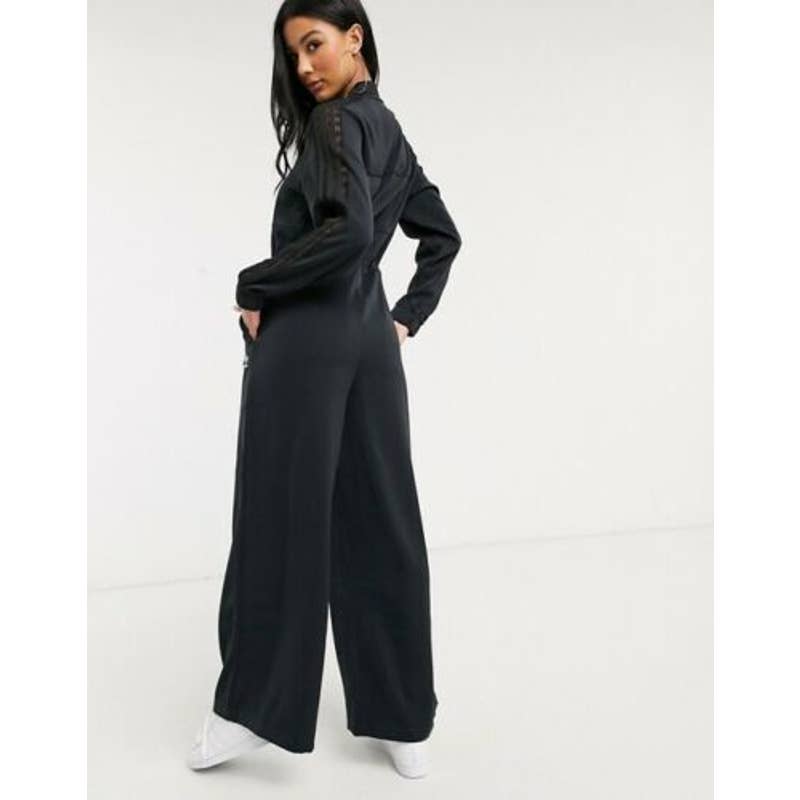 Adidas Originals Bellista Lace Trim Black Jumpsuit