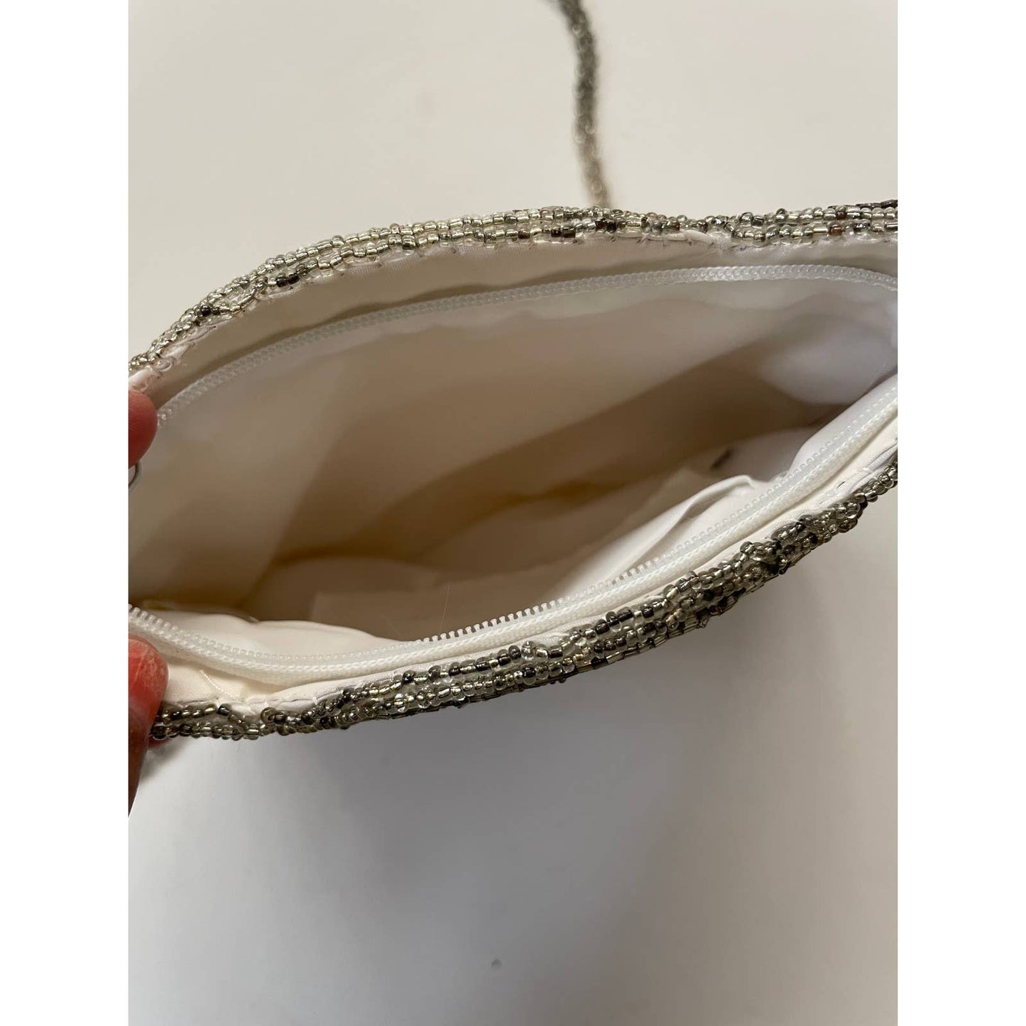 Vintage Beaded Seashell Silver Shoulder Purse