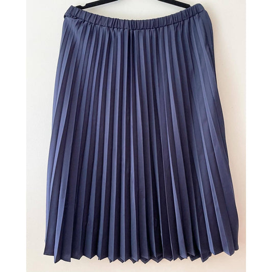 Solitaire Navy Blue Pleated Midi Skirt