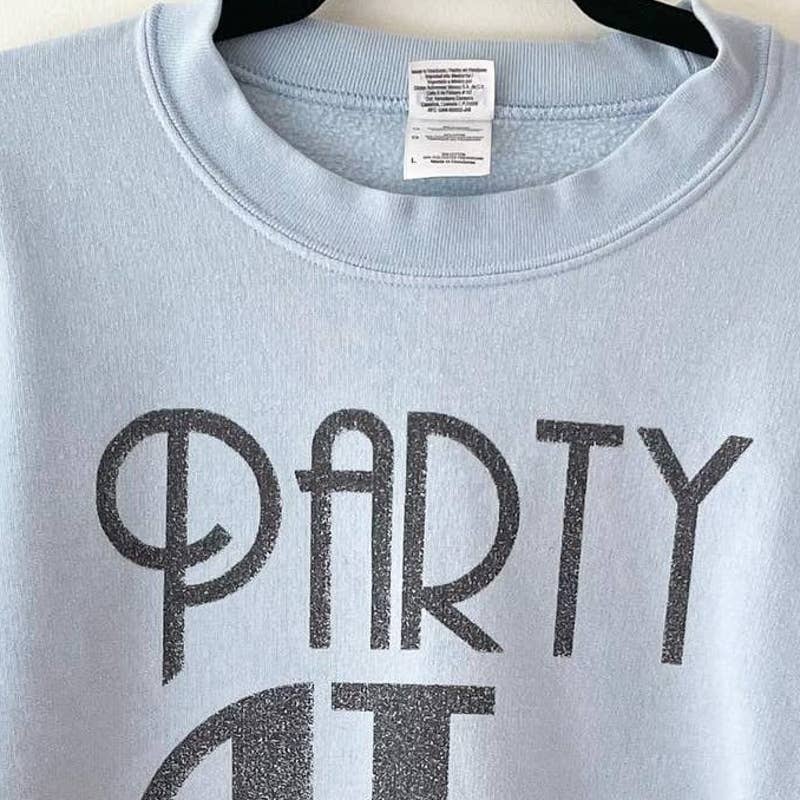 Party At Gatsby's Great Blue Graphic Crew Sweatshirt