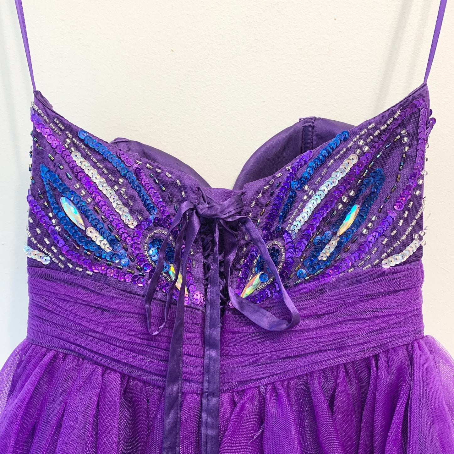 Let's Fashion Purple Mini Strapless Embellished Tutu Prom Homecoming Purple Dress