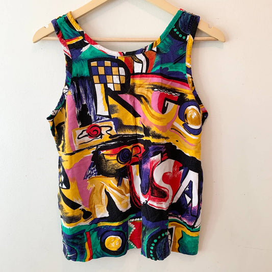Vintage 1980s Gitano Graffiti USA Tank Blouse Shirt