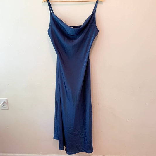 Florens Spaghetti Strap Cowl Neck Long Slip Satin Midi Dress Large