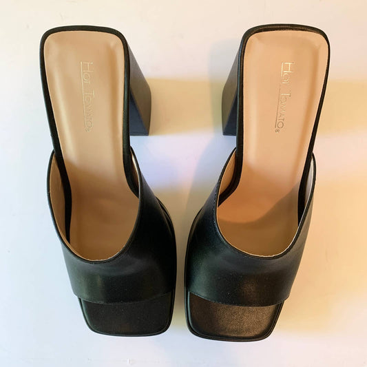 Hot Tomato Tommie Black Platform Sandal Heels Shoes 7.5