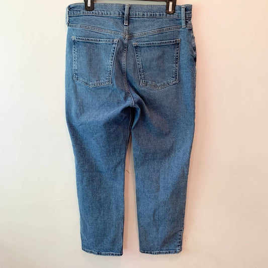 Old Navy Extra High Rise Sky Hi Straight Jeans Distressed Button Fly 10
