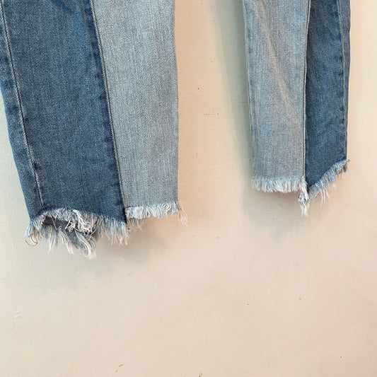 American Eagle Two Toned Ankle Straight Leg Cotton Jeans