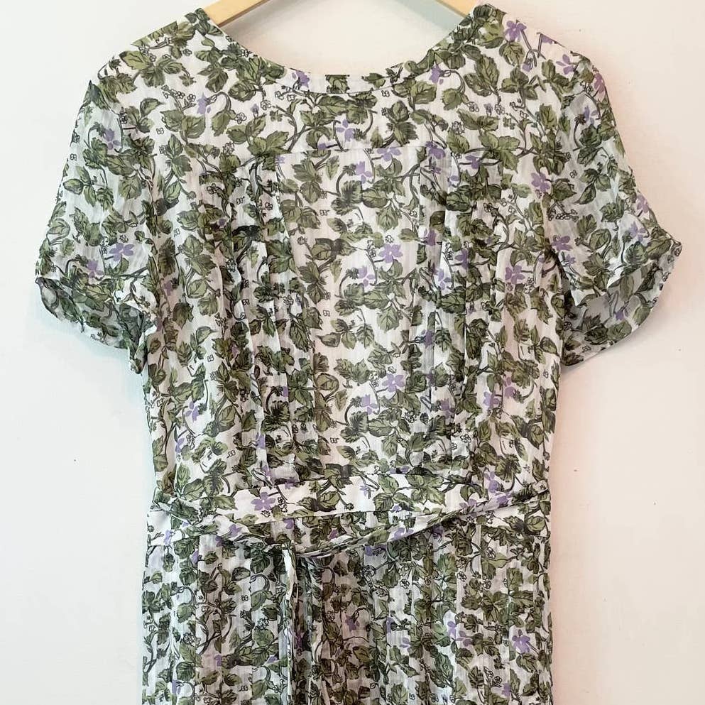 Brooks Brothers Green Ditsy Floral Silk Dress