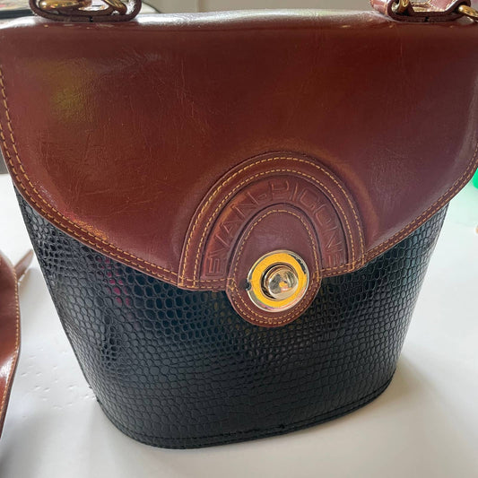 Vintage Evan Picone Black Reptile Faux Leather Purse