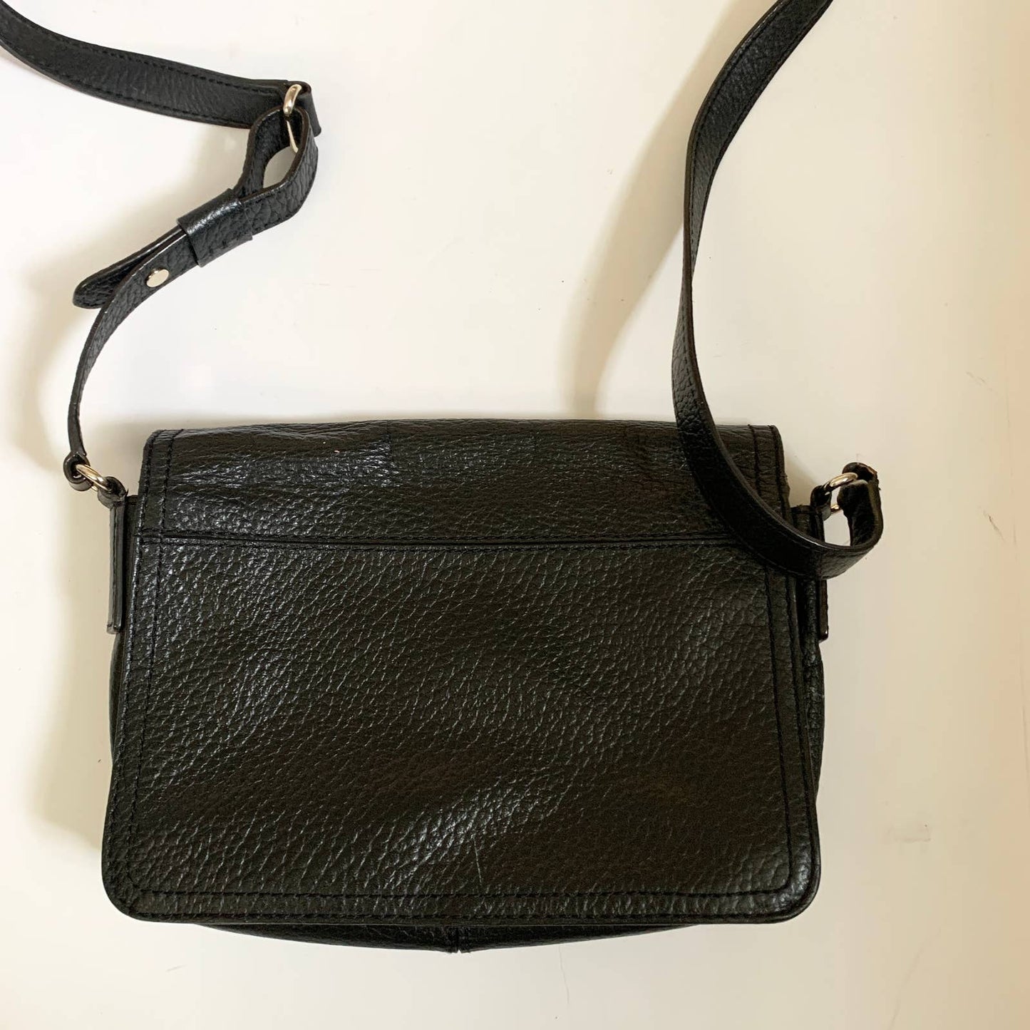 Kate Spade Pebbled Leather Crossbody Shoulder Flap Bag Purse Black Polka Dot