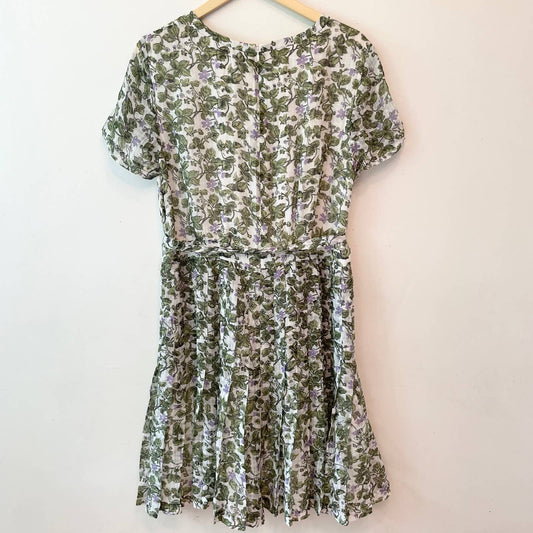 Brooks Brothers Green Ditsy Floral Silk Dress