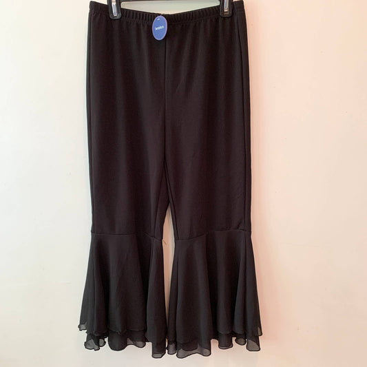 SweatyRocks Elastic Waist Layered Ruffle FLare Bell Cropped Black Pant