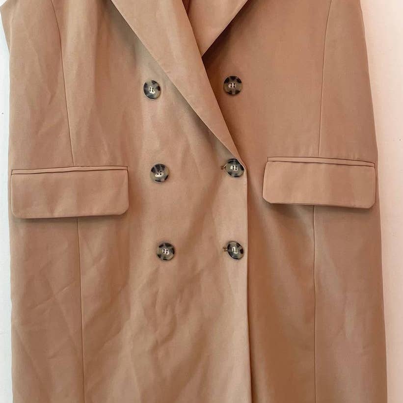 Bagatell Double Breasted Tan Sand Lined Long Vest