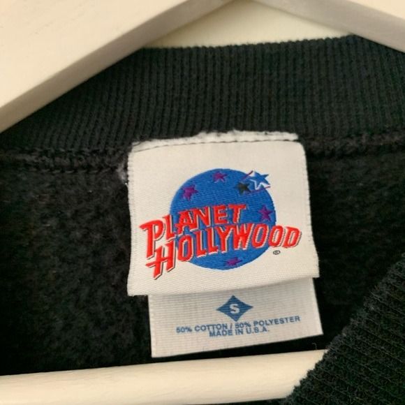 Planet Hollywood Beverly Hills Vintage 1990s Black Crew Neck Sweatshirt Size Small