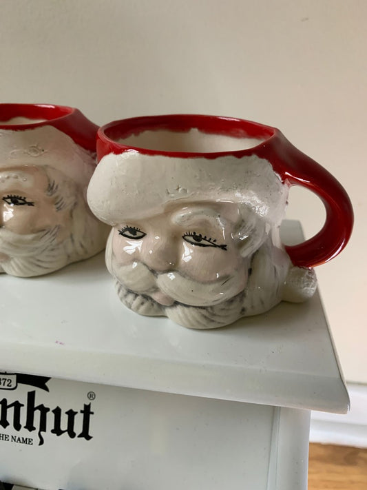 Set of 3 Vintage 1979 Handmade Mini Santa Christmas Mugs